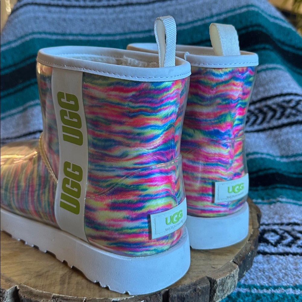 UGG *NWOB* Women's Classic Clear Mini Pixelate Waterproof Rain Ankle Boots - Picture 6 of 16